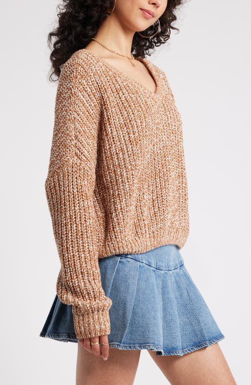 Shop Bp. Relaxed Reversible Sweater In Tan Thrush Marl