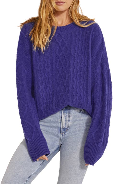 Favorite Daughter Oversize Cable Knit Sweater in Viola Blue