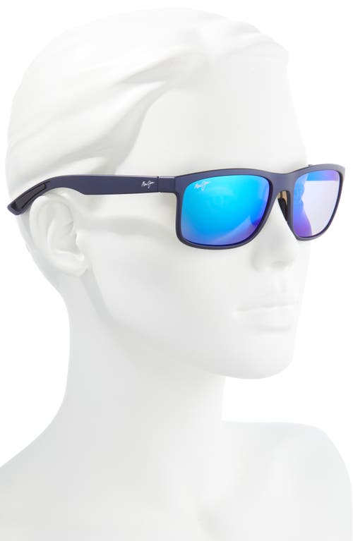 Maui Jim Huelo 58mm Polarizedplus® Rectangular Sunglasses In Dark Blue/blue Hawaii