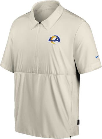 Nike Men's Nike Bone Los Angeles Rams Sideline Coaches Half-Zip Short  Sleeve Jacket