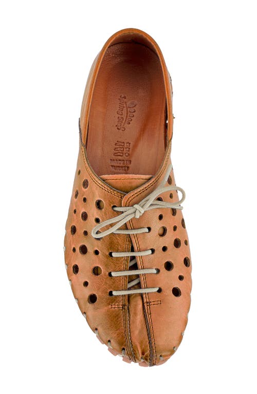 Spring Step Moonwalk Perforated Leather Shoe In Camel