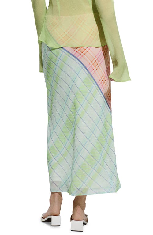 Shop Mango Plaid Pull-on Midi Skirt In Green/pink Plaid