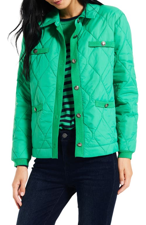 NIC+ZOE Onion Quilted Mixed Media Puffer Jacket in Fern