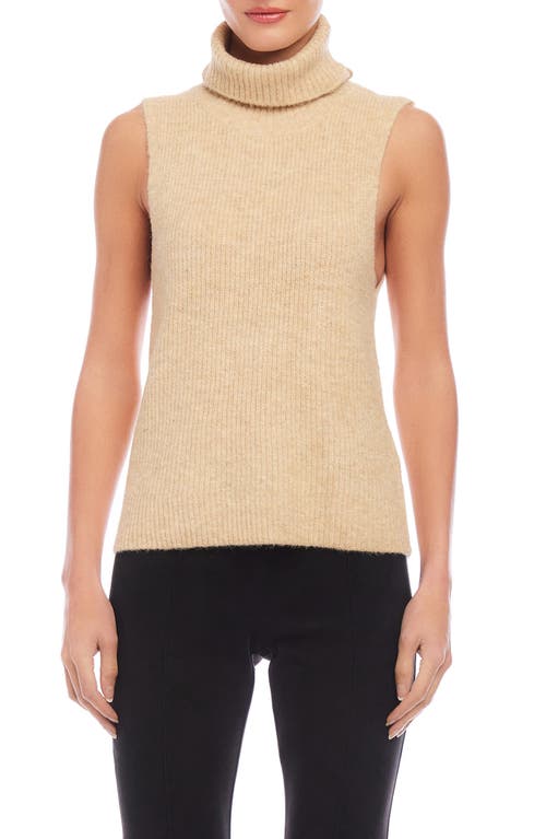 Fifteen Twenty Kelli Rib Sleeveless Turtleneck Sweater In Oatmeal