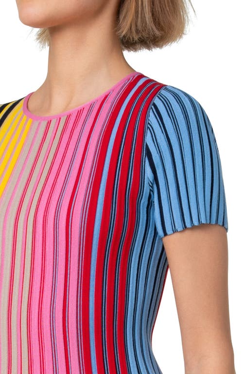 Akris Punto Merino Wool Reverse Rainbow Ribbed Knit Top In Multicolor