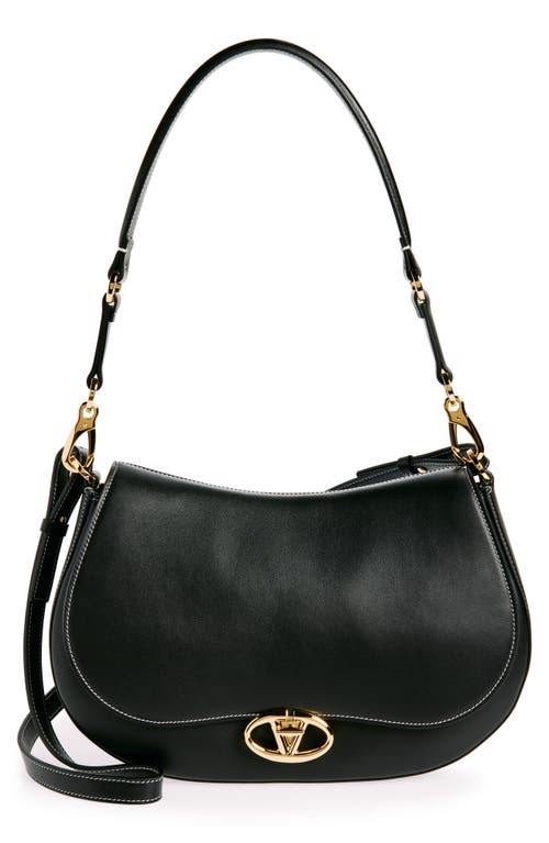 Valentino Garavani Small VLOGO Leather Saddle Shoulder Bag in Nero at Nordstrom