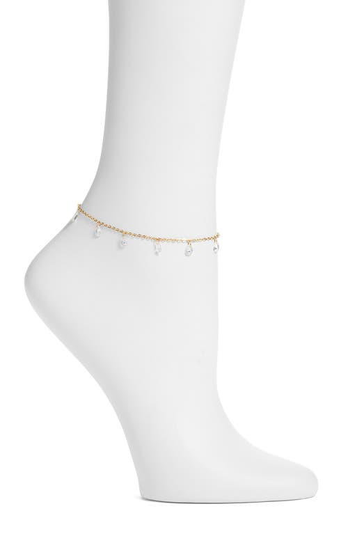 VIDAKUSH Dainty Crystal Charm Anklet in Gold at Nordstrom