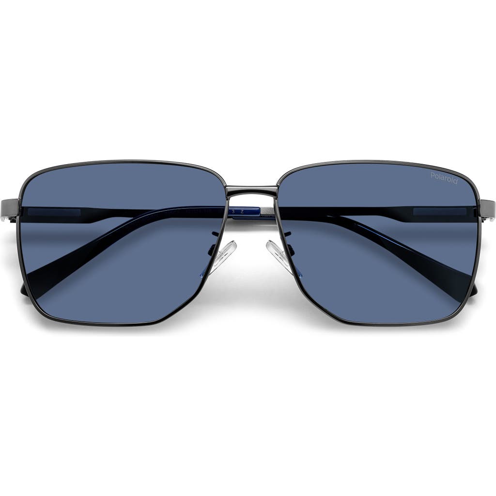 Polaroid 62mm Polarized Oversize Square Sunglasses In Blue