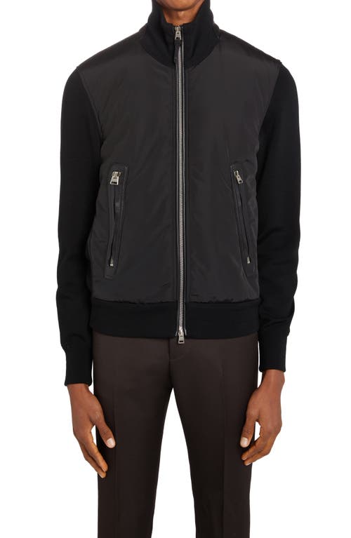 TOM FORD Mixed Media Funnel Neck Zip Sweater at Nordstrom, Us