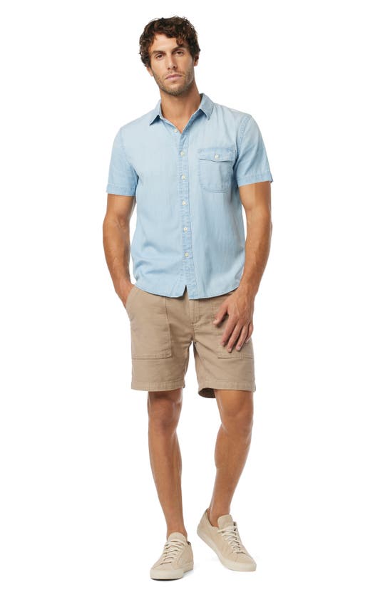 Shop Joe's Howard Stretch Short Sleeve Button-up Shirt In Cold Dye Chambray