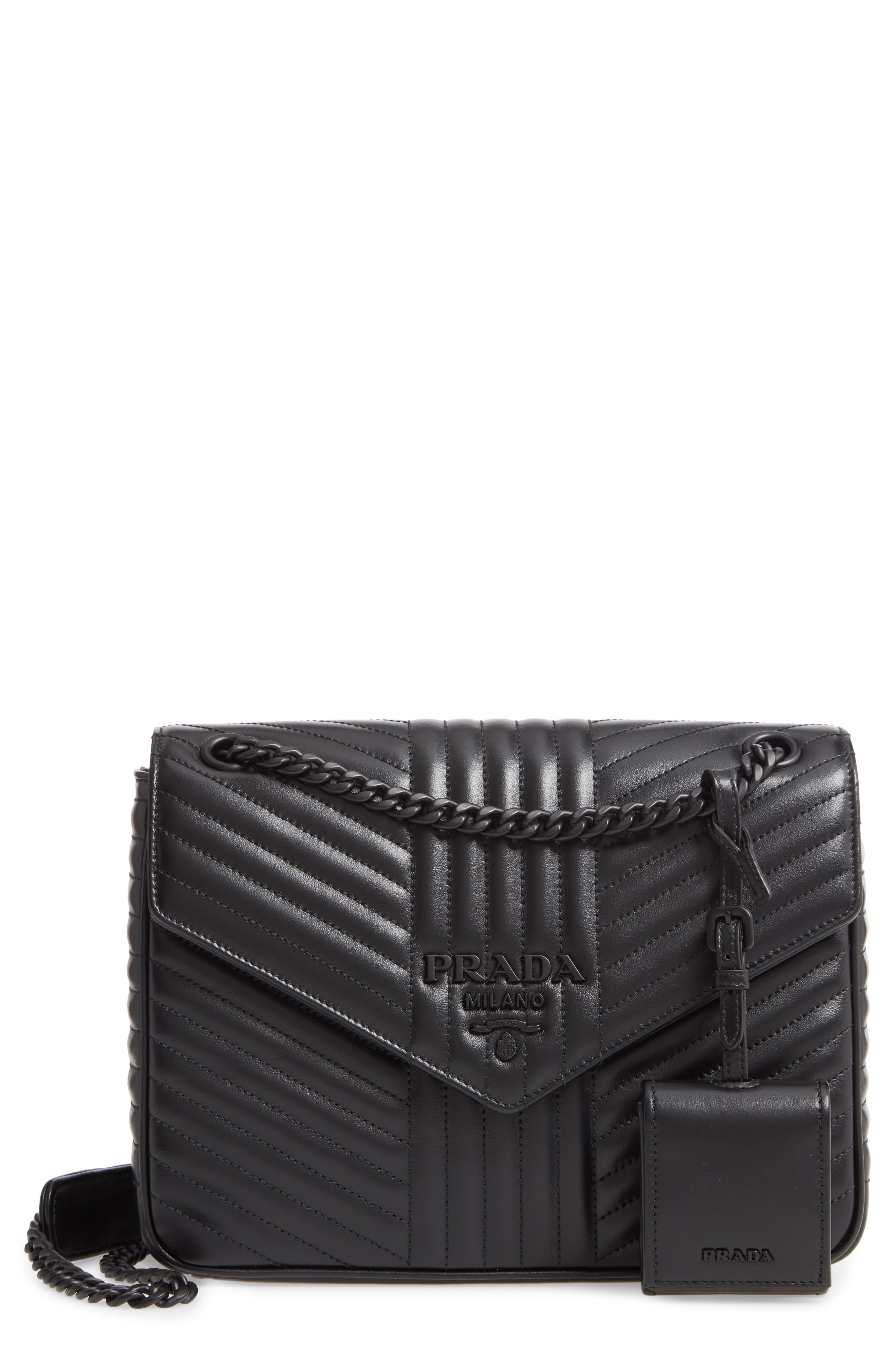 Prada Diagramme Quilted Leather Flap 