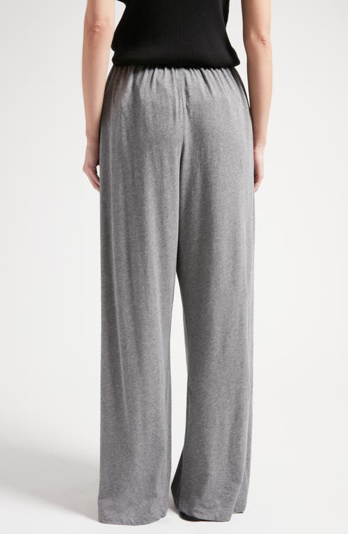 Shop The Row Lanuit Wide Leg Organic Cotton Jersey Drawstring Pants In Pietra Melange