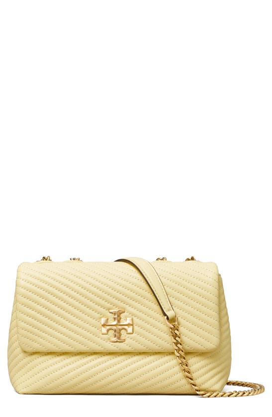 Shop Tory Burch Small Kira Moto Quilted Leather Convertible Crossbody Bag In Lemon