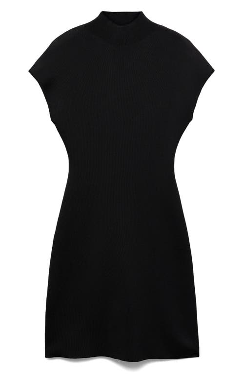 Shop Mango Perkins Mock Neck Sweater Dress In Black