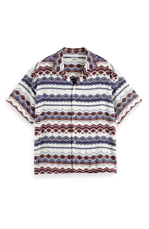 Shop Scotch & Soda Structured Stripe Camp Shirt In Medium Red