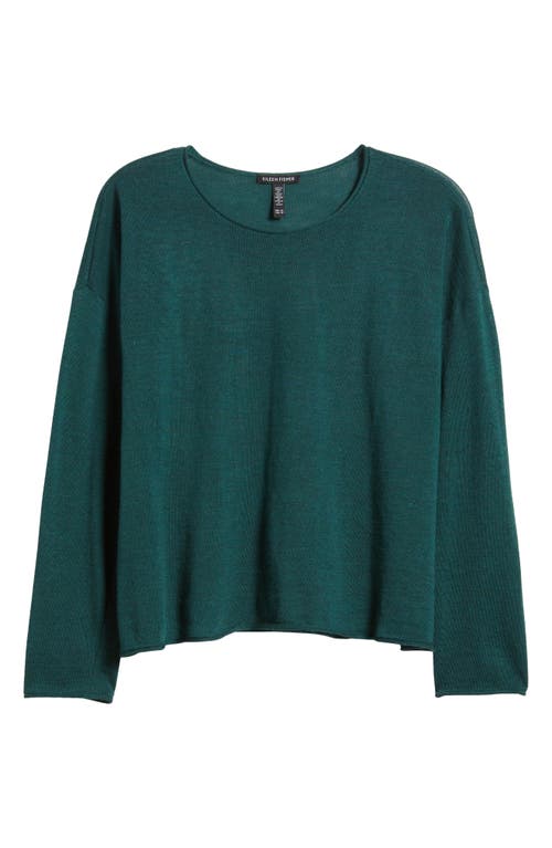 Shop Eileen Fisher Crewneck Wool Sweater In Pine