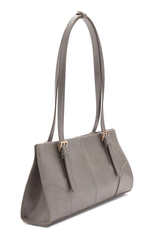 Shop Mango Buckles Faux Leather Shoulder Bag In Grey