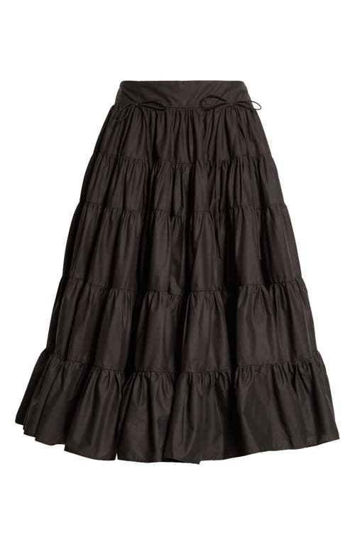 Shop Sandy Liang Hetti Tiered Midi Skirt In Black