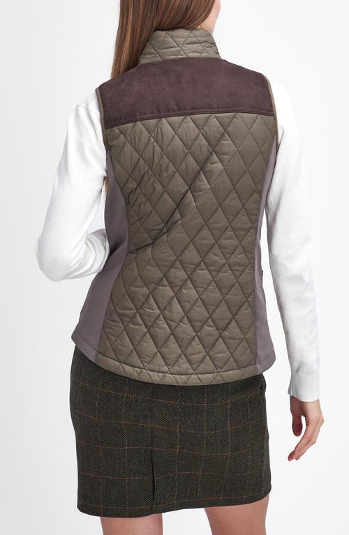 Barbour High Field Quilted Mixed Media Vest In Winter Moss/classic