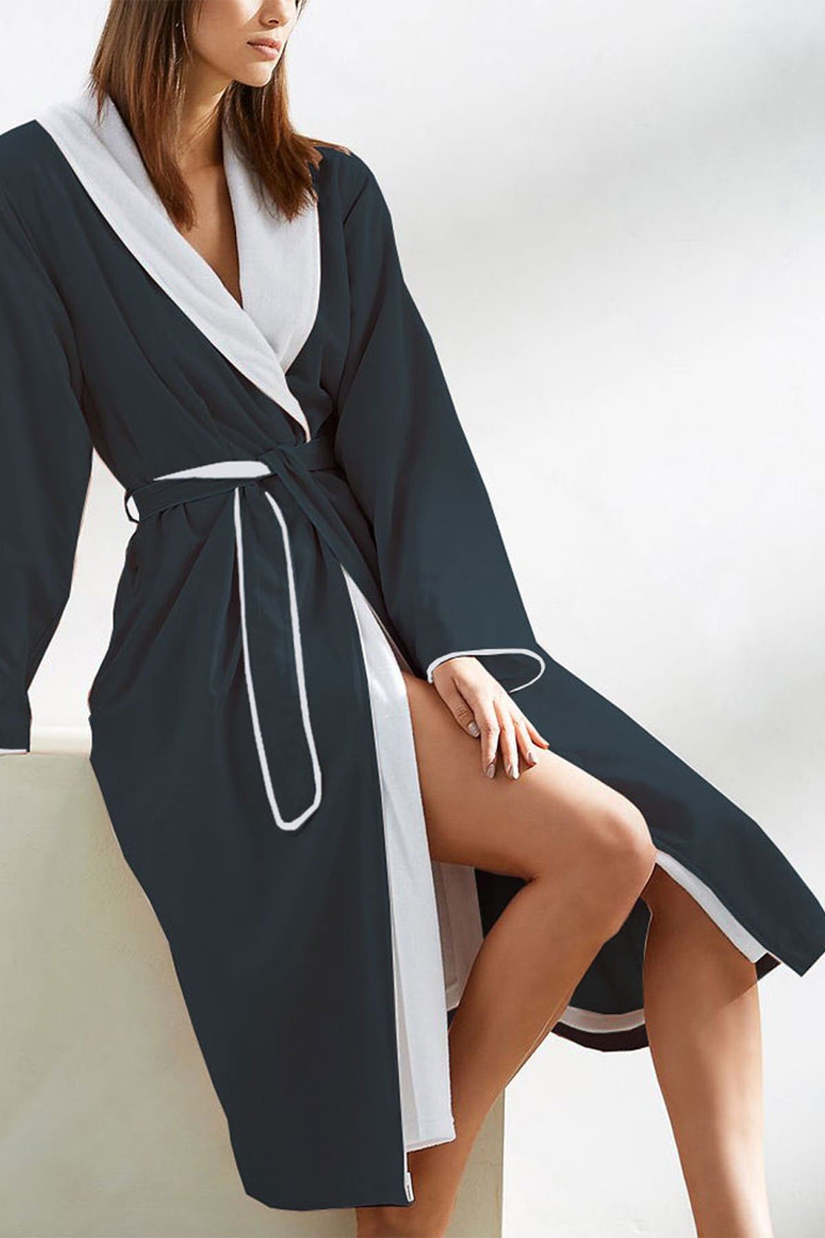 H2 Home Collection Luxury Microfiber Spa Robe In Charcoal