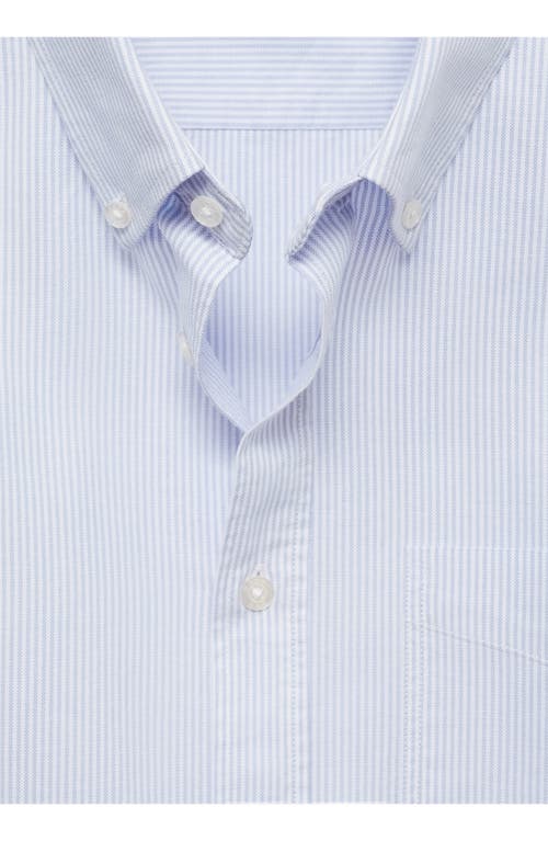 Mango Kodak Stripe Regular Fit Poplin Button-down Shirt In Dark Navy