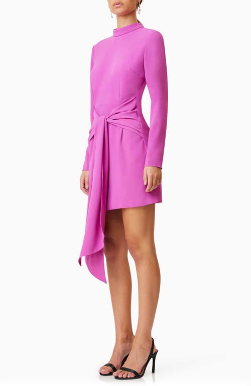 Shop Elliatt Kenna Drape Detail Long Sleeve Cocktail Minidress In Orchid