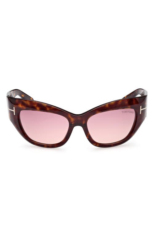 Shop Tom Ford Brianna 55mm Gradient Cat Eye Sunglasses In Classic Havana/purple Pink