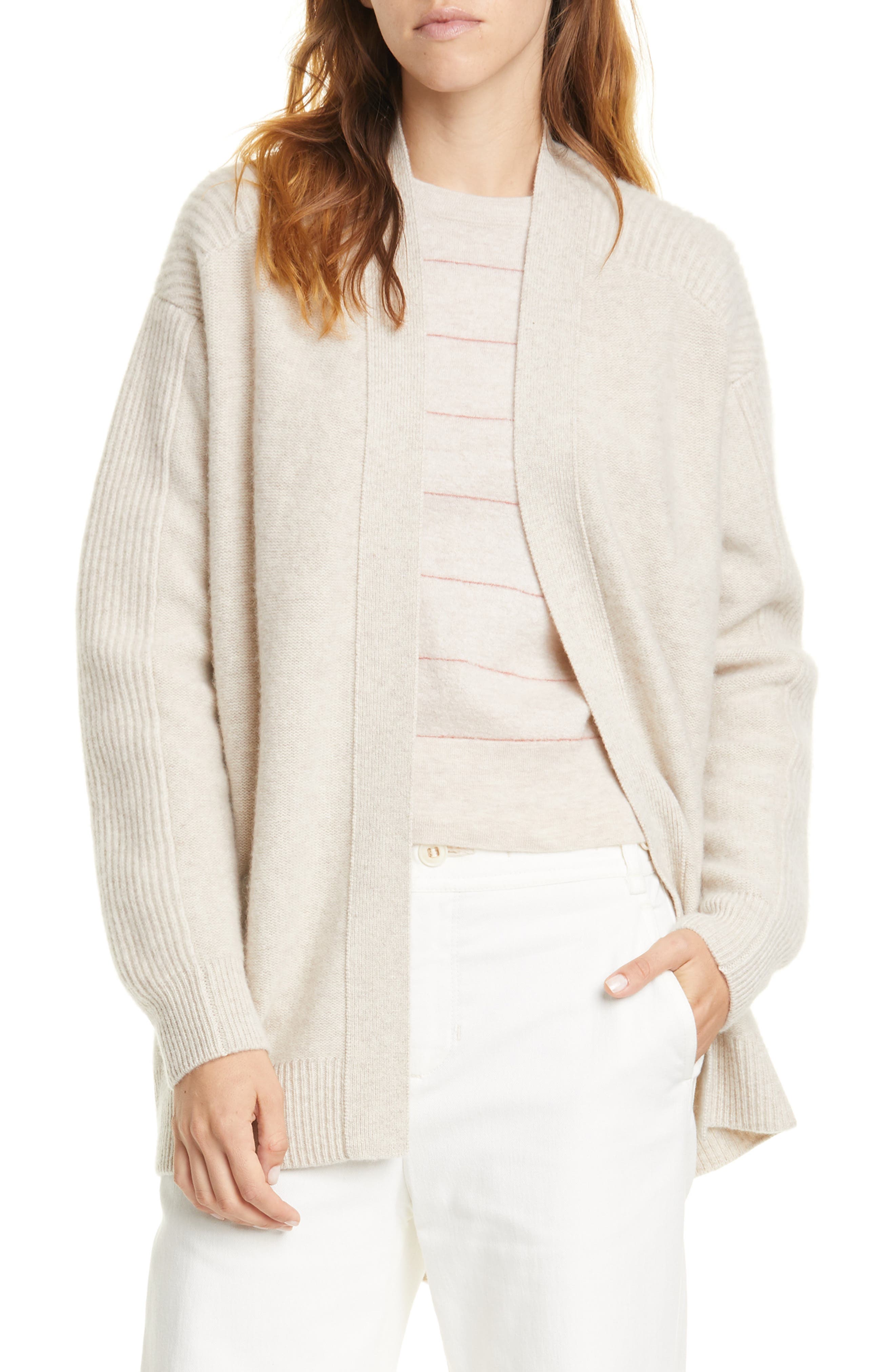 vince ribbed wool & cashmere cardigan