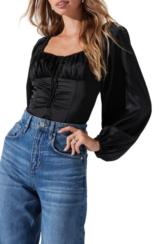 Astr Balloon Sleeve Top In Black