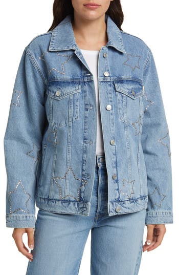 Rails Grove Embellished Boyfriend Trucker Denim Jacket In Blue