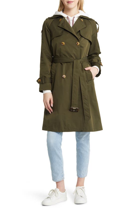 Bcbgmaxazria Gun Flap Double Breasted Belted Trench Coat In Olive ModeSens