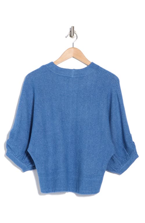 Democracy Seed Stitch Dolman Sweater In Heather Slate Blue
