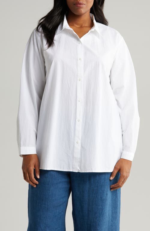 Eileen Fisher Easy Organic Cotton Button-Up Shirt White at Nordstrom,