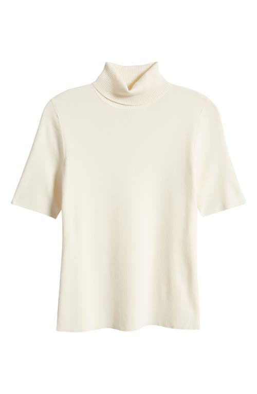 Anne Klein Womens Ribbed Short Sleeves Turtleneck Sweater In Anne White