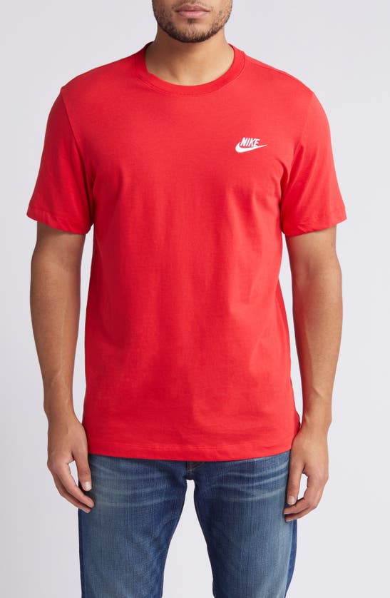 Shop Nike Sportswear Club Crew Neck T-shirt In University Red/white