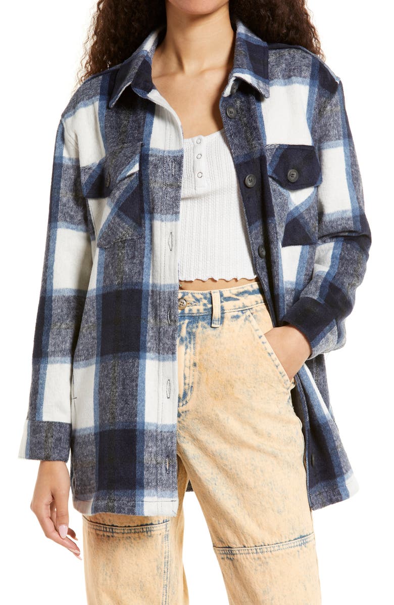 THREAD & SUPPLY Shirt Jacket, Main, color, BLUE PLAID