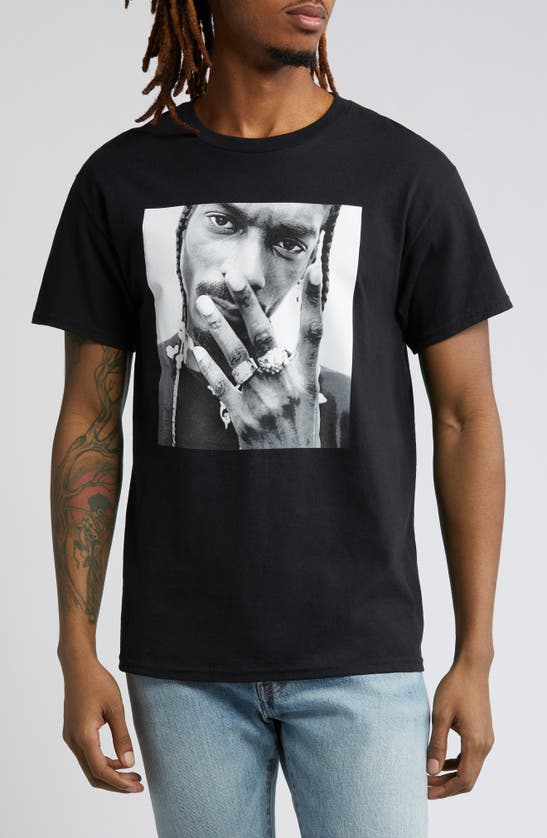 Shop Death Row Records Snoop Dogg Cotton Graphic T-shirt In Black