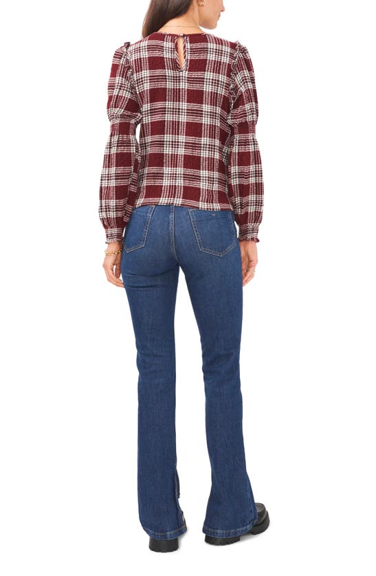 1.state Plaid Long Sleeve Top In Port