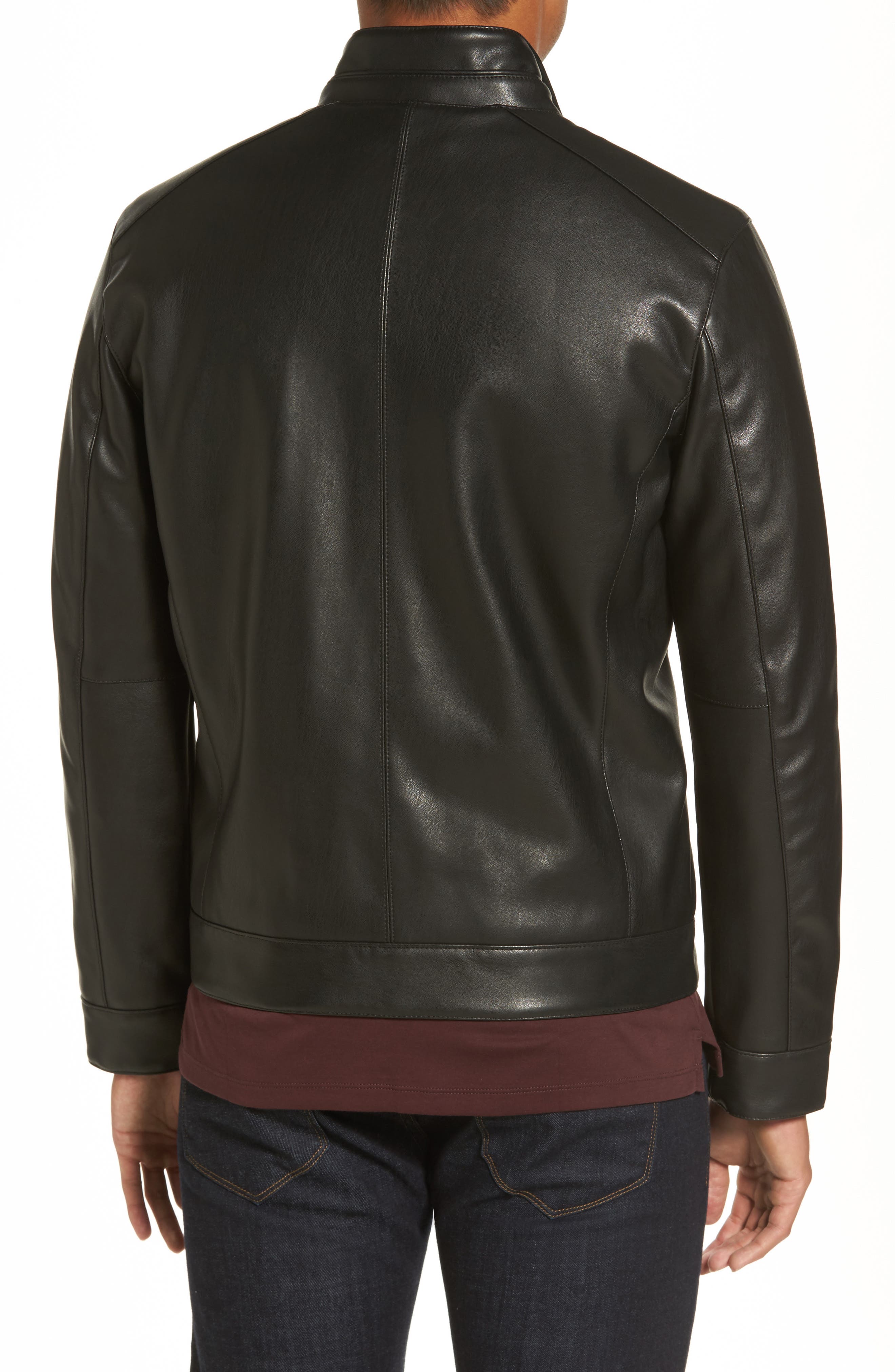 Men's Cole Haan Faux Leather Jacket, Size Large - Black