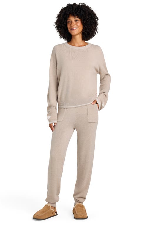 Shop Splendid Elizabeth Cotton Blend Knit Joggers In Toast Heather/snow Heather