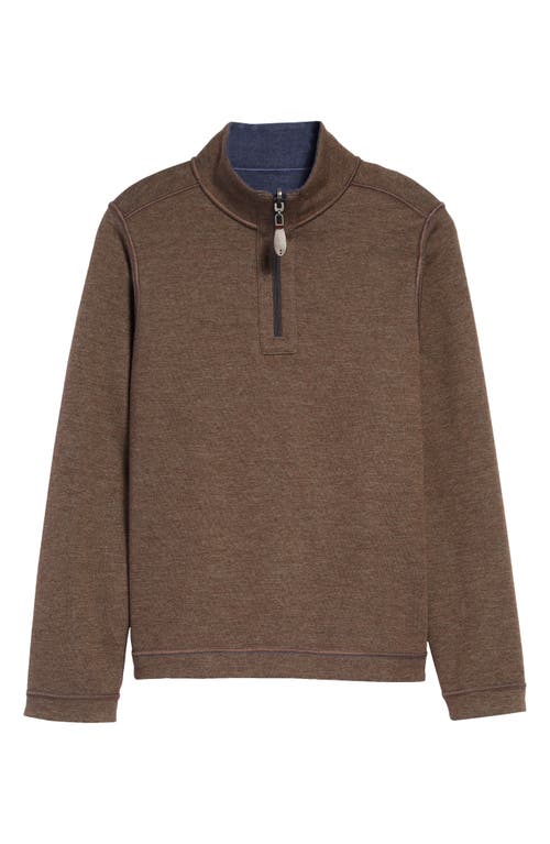 Johnston & Murphy Kids' Solid Reversible Quarter Zip Pullover In Navy/brown