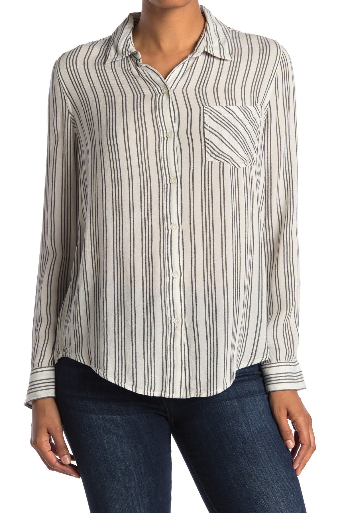 black and white striped tunic shirt