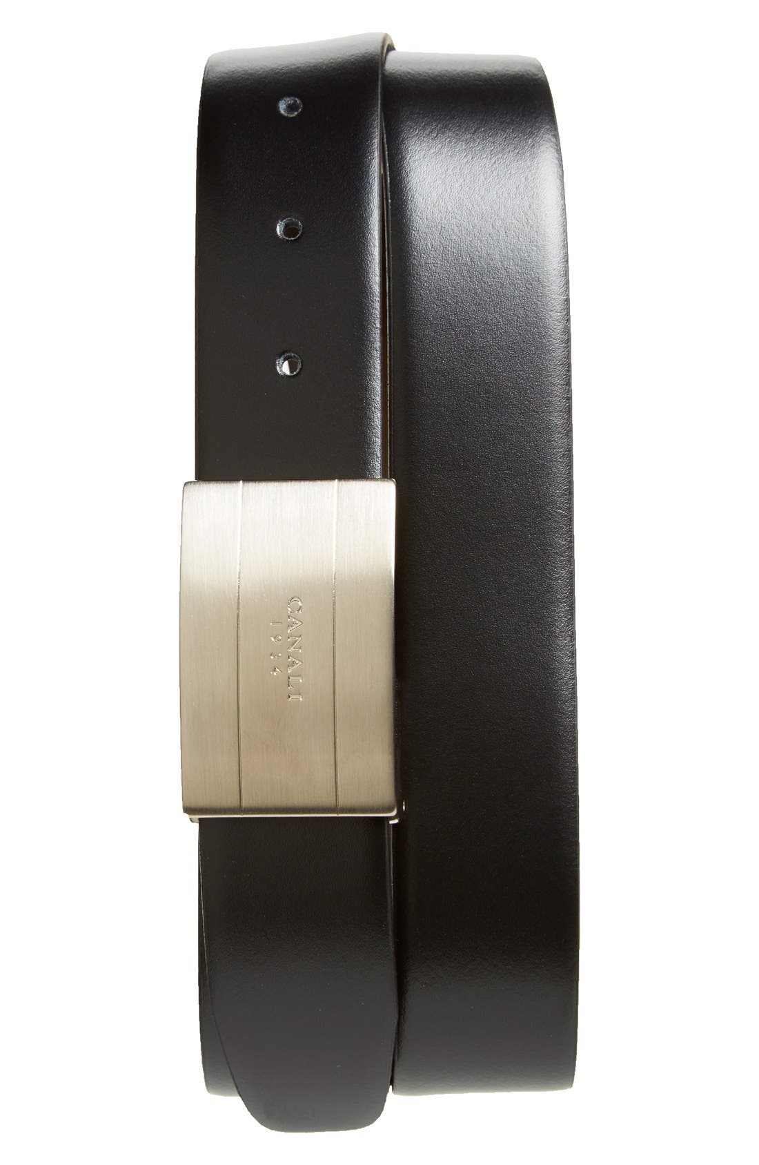 Canali Reversible Leather Belt with Two Buckles Nordstrom
