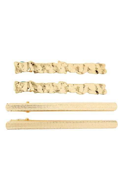 4-Pack Textured Metal Hair Clips in Gold