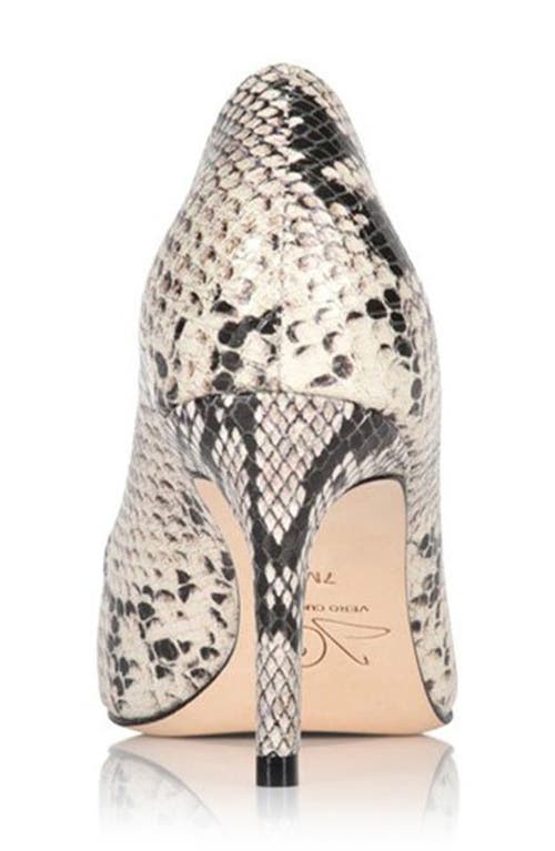 Joan Oloff Deborah Pointed Toe Pump In Natural Printed Snake
