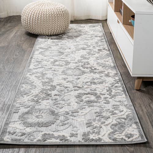 Jonathan Y Lucena Modern Medallion High-low Indoor/outdoor Area Rug In Light Gray/ivory