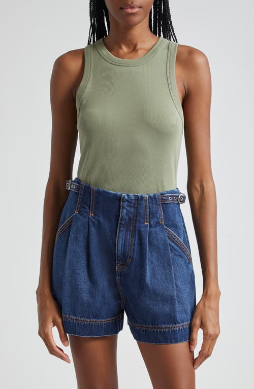 Shop Veronica Beard Jordyn Cotton Rib Crop Tank Top In Sage