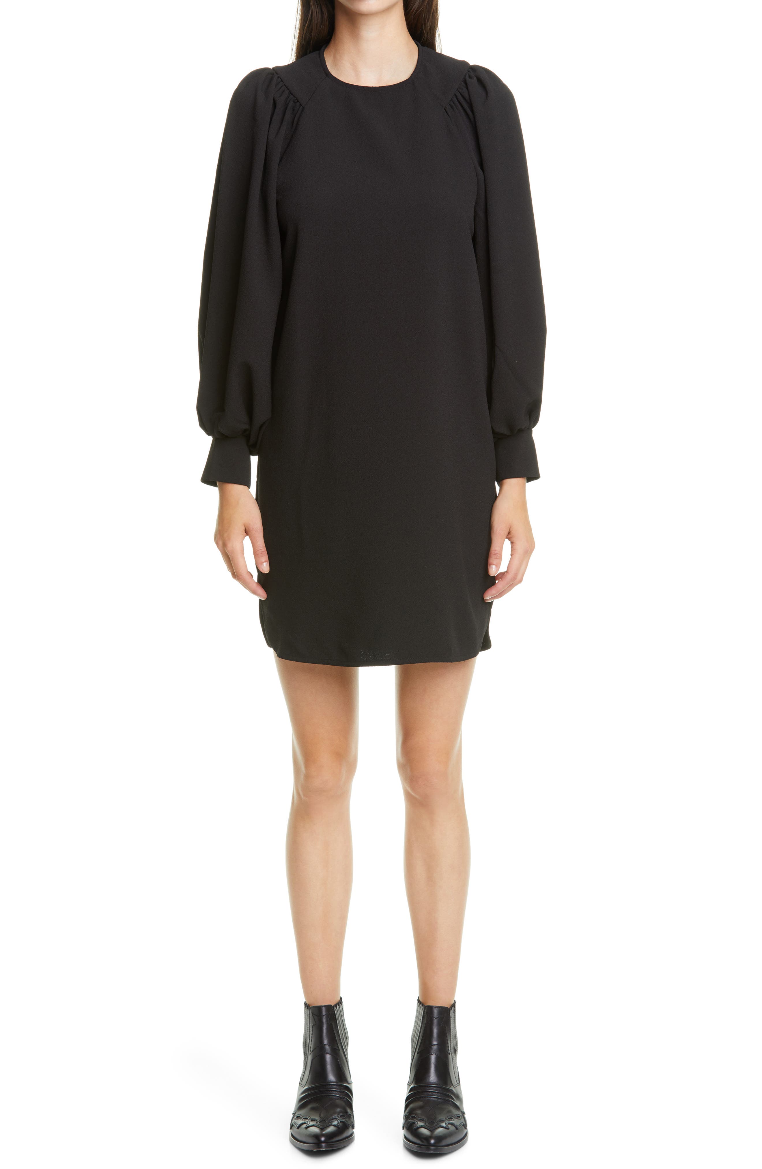 black crepe shift dress