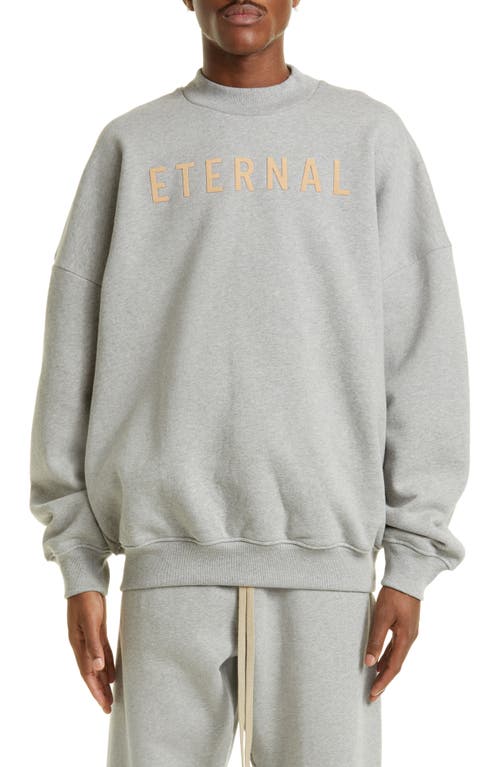 Eternal Appliqué Cotton Fleece Sweatshirt in Warm Heather Grey
