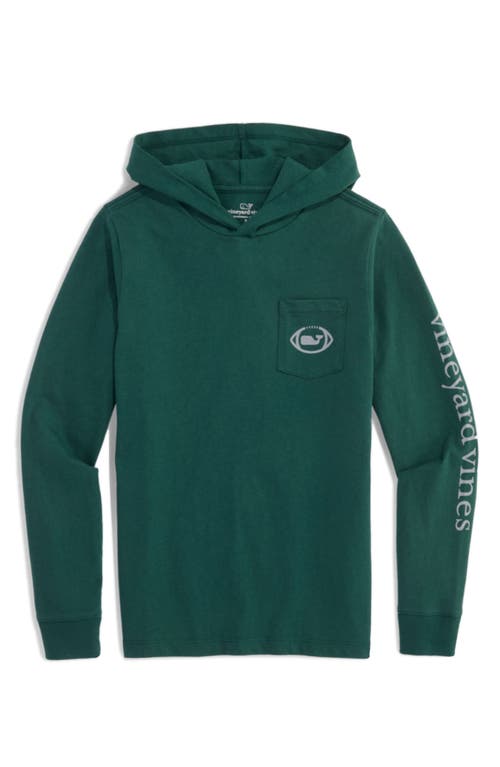 Vineyard Vines Kids' Football Whale Cotton Graphic Hooded T-shirt In Charleston Green